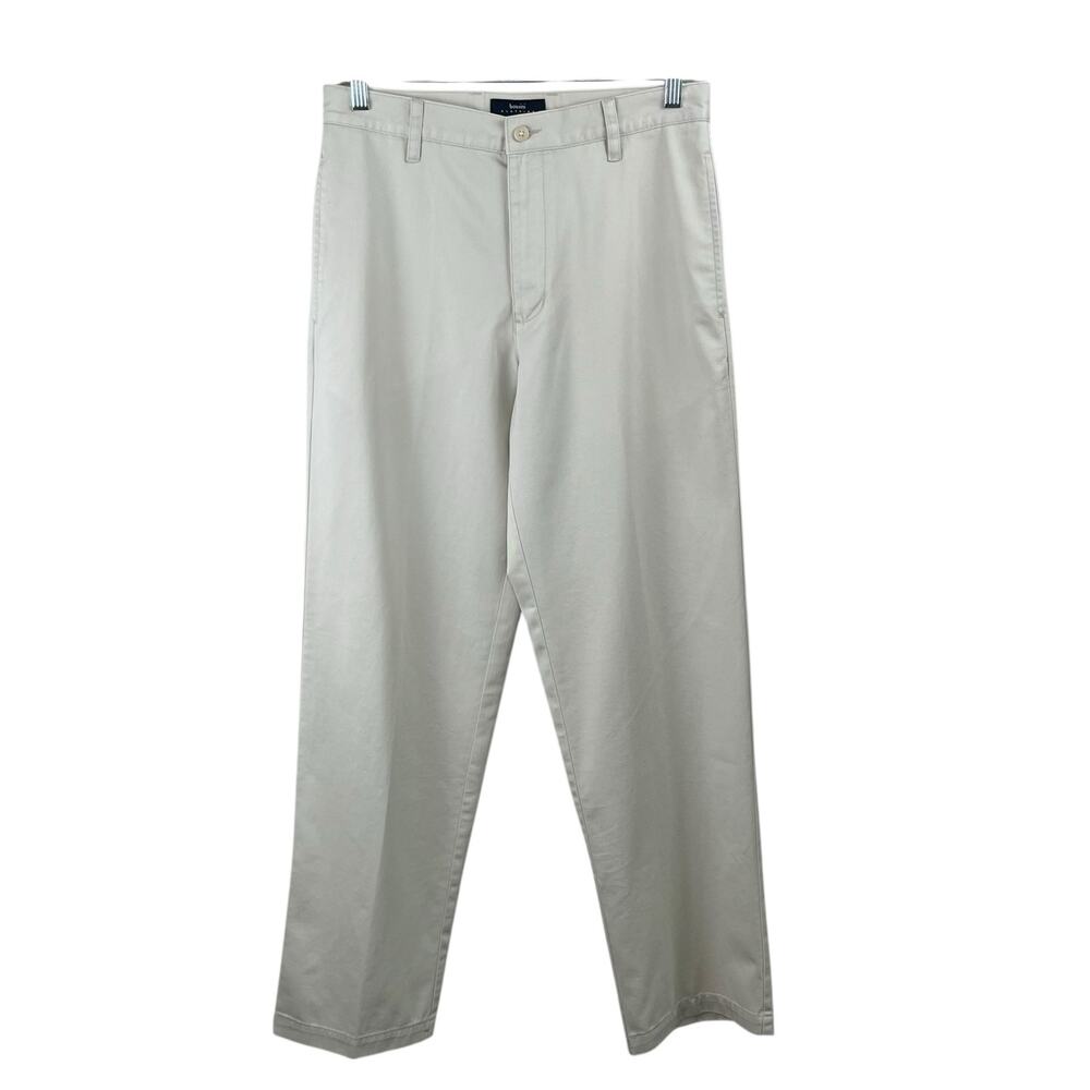 Bossini Mens Beige 100% Cotton Straight Leg Flat Front Chino Pants NWT 32x32